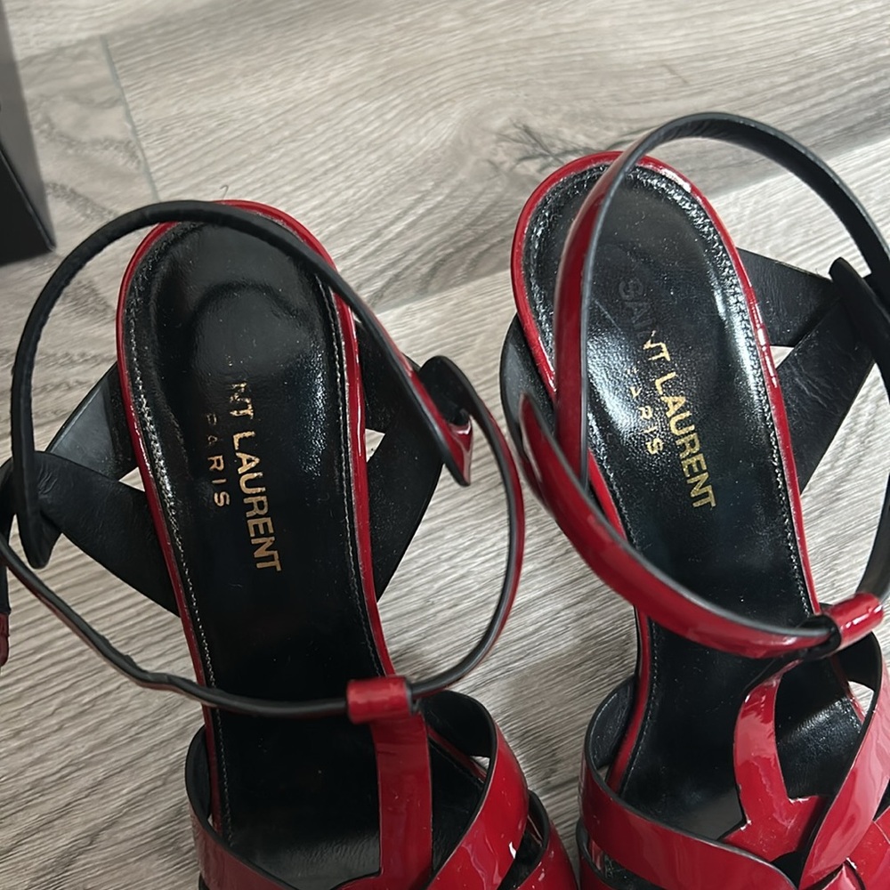 Saint Laurent Red Patent Leather Sandals - Picture 3 of 11